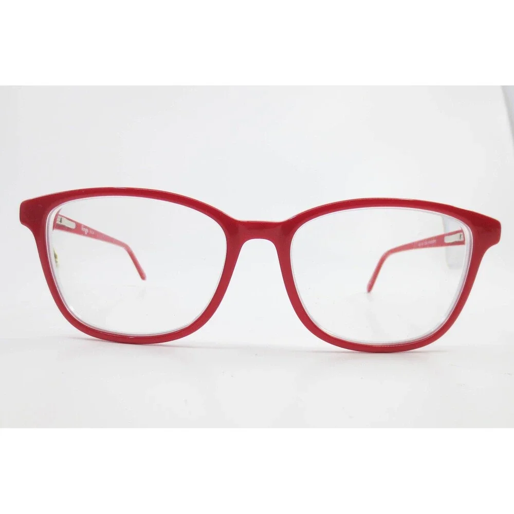 Liingo Ella Eyeglasses Poppy Red 48-15-130 Rectangular Frames Demo Lenses